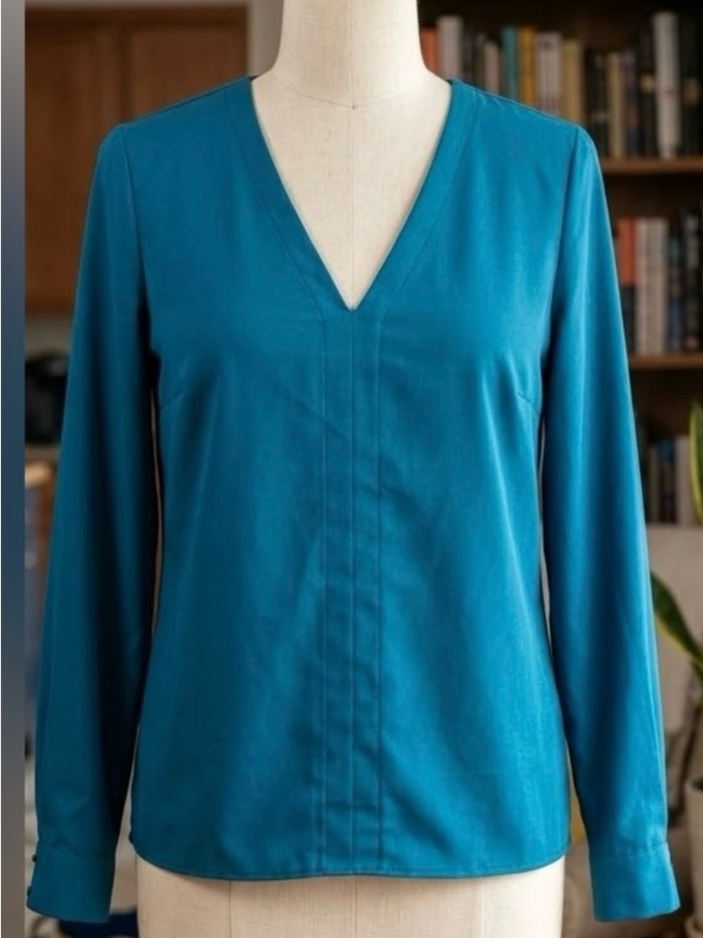 Converse Teal V-Neck Long Sleeve Blouse